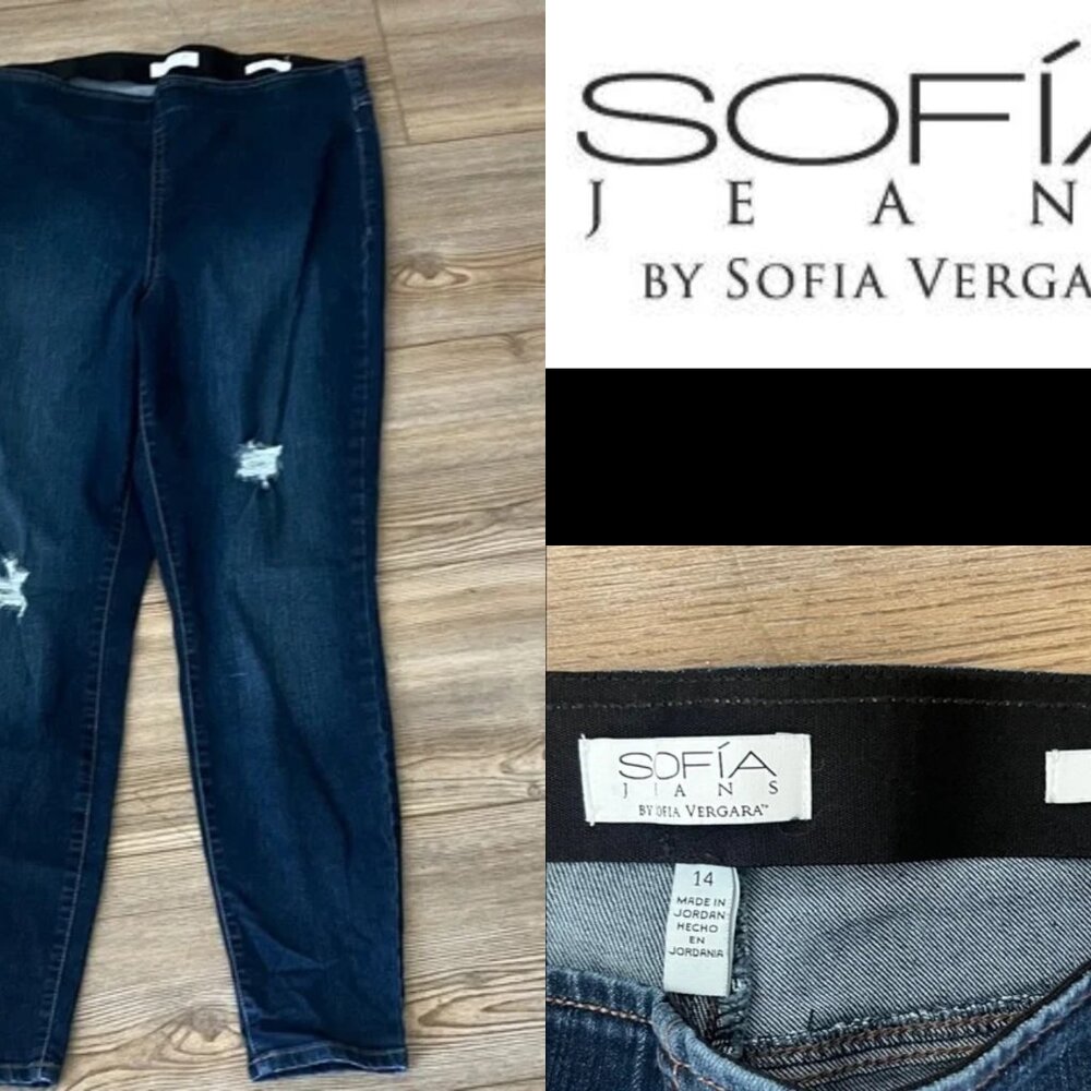 Sofia by Sofia Vergara Dark Blue Ripped Skinny Jeans